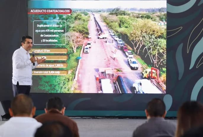 Acueducto de Coatzacoalcos alcanza 37% de avance; prevén concluirlo en 2028.