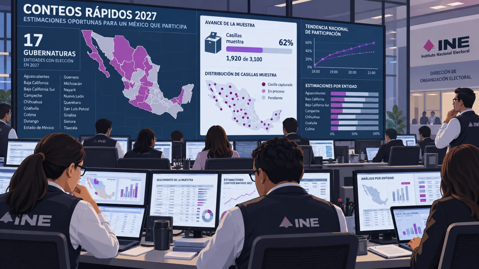 INE realizará conteos rápidos en las 17 elecciones de gubernatura de 2027